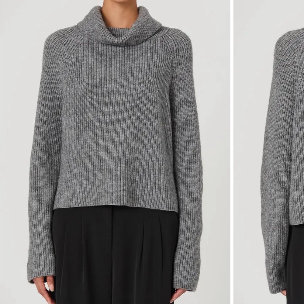 New NWT French connection Mersai Turtleneck sweater grey ribbed knit large